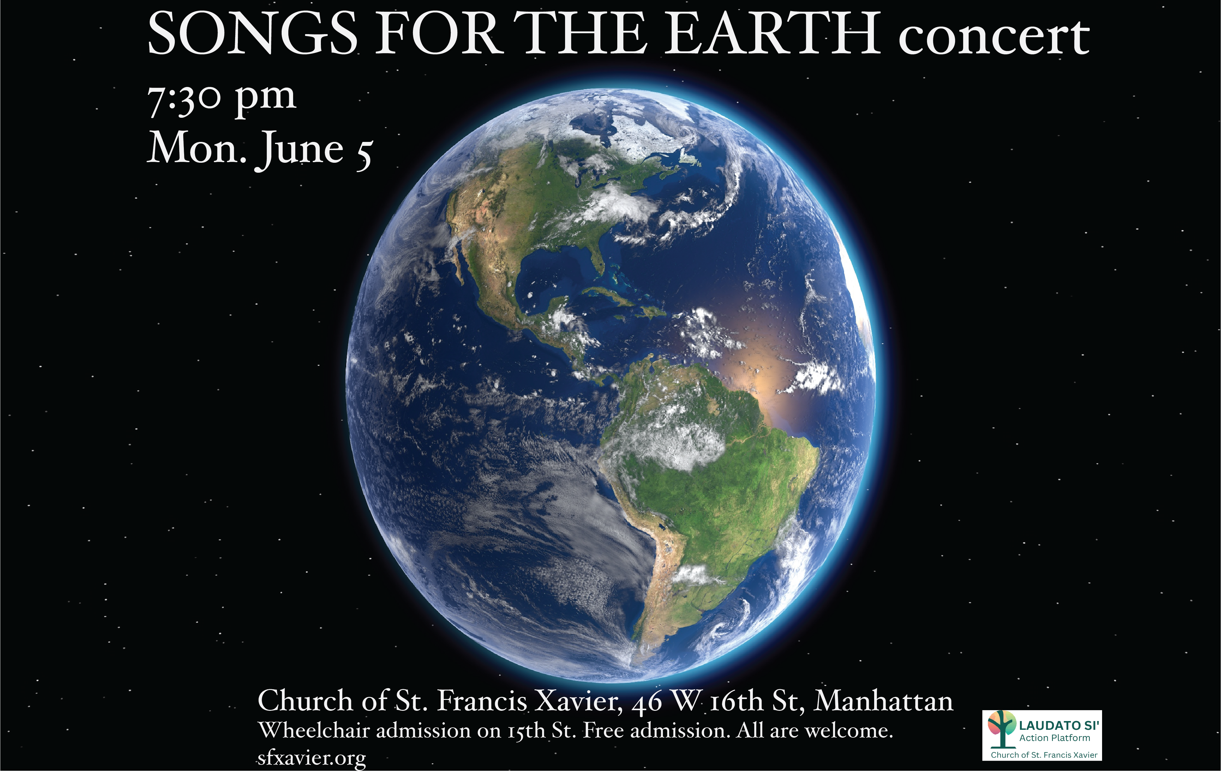 Songs of the Earth Concert on June 5th at 7:30pm in the Main Church.